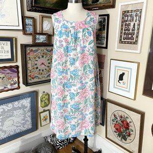 Super Soft Blair Pink Blue Lightweight Floral Seersucker Sleeveless Midi Dress